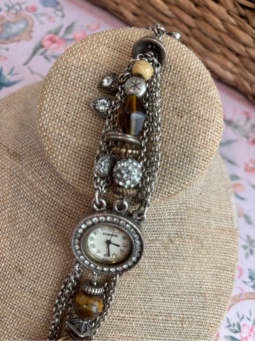 Beaded Silver-Tone Women's Bracelet Watch - Chico's